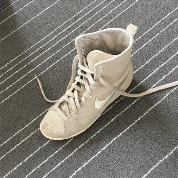 beige nike high tops